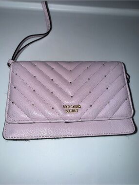 Victoria's Secret lilac Quilted Wristlet Clutch with Gold Studs